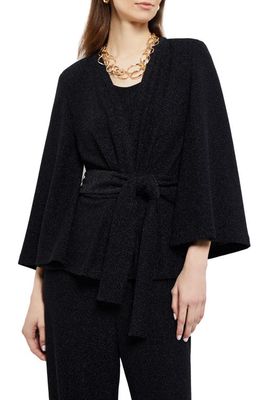 Misook Sparkle Belted Jacket in Black