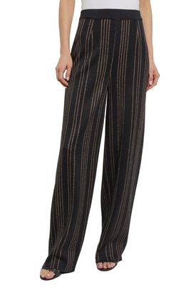 Misook Stripe Straight Leg Pants in Goldenwood/Black