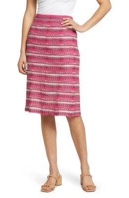 Misook Texture Stripe Knit Pencil Skirt in Rhubarb Almond Beige Black