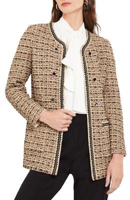 Misook Tweed Jacket in Italian Clay/biscotti/black