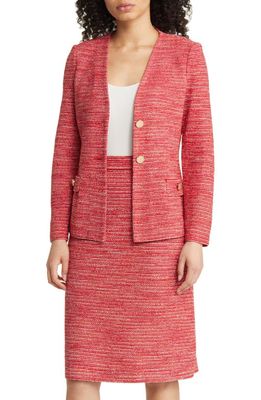 Misook Tweed Jacket in Sunset Red Multi
