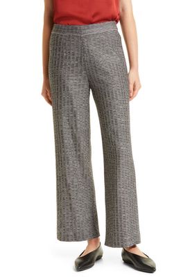 Misook Tweed Knit Wide Leg Pants in Mink/Black/New Ivory