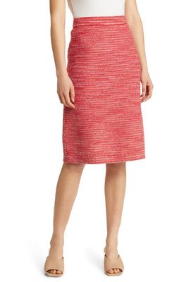 Misook Tweed Pencil Skirt in Sunset Red Multi