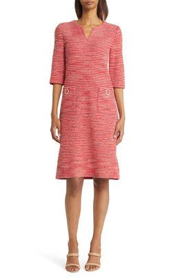 Misook Tweed Shift Dress in Sunset Red Multi