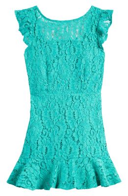Miss Behave Kids' Lace Ruffle Dress in Green