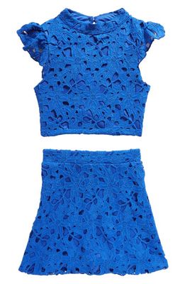 Miss Behave Kids' Lace Two-Piece Party Dress in Royal
