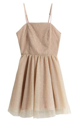 Miss Behave Kids' Metallic Lace-Up Back Party Dress in Gold