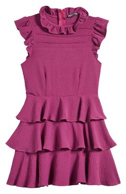 Miss Behave Kids' Tiered Ruffle Dress in Magenta