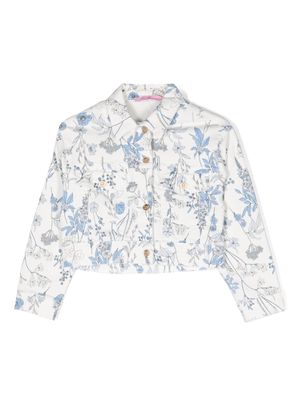 Miss Blumarine all-over floral-print button jacket - White