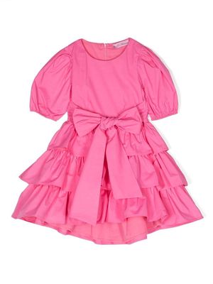 Miss Blumarine bow-detail puff-sleeved dress - Pink