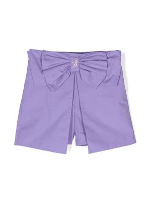 Miss Blumarine bow-detailing cotton shorts - Purple