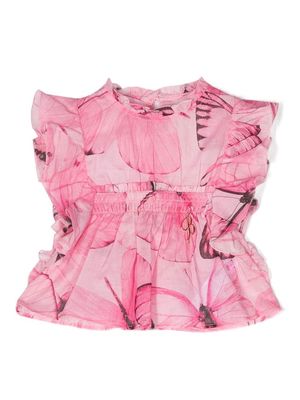 Miss Blumarine butterfly.print blouse - Pink