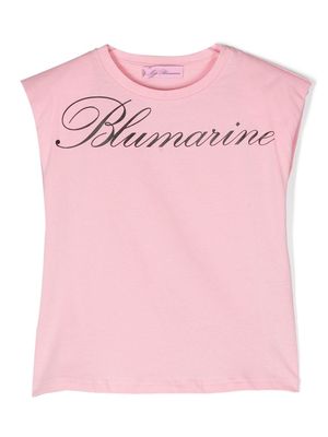 Miss Blumarine butterfly-print detail T-shirt - Pink