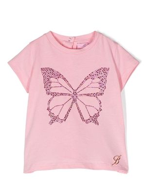 Miss Blumarine butterfly print t-shirt - Pink