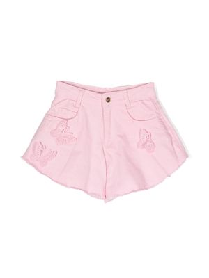 Miss Blumarine butterfly wide-leg shorts - Pink