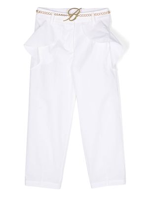 Miss Blumarine chain-link belt-detail trousers - White