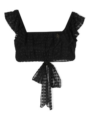 Miss Blumarine crochet-knit cropped top - Black