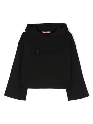 Miss Blumarine crystal-embellished logo hoodie - Black