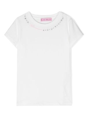 Miss Blumarine embroidered-logo cotton T-shirt - White