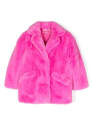 Miss Blumarine faux-fur single-breasted jacket - Pink