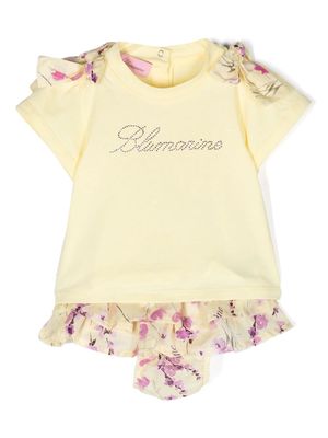 Miss Blumarine floral-print cotton shorts set - Yellow