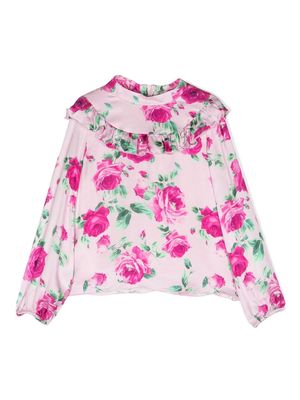 Miss Blumarine floral-print ruffled blouse - Pink