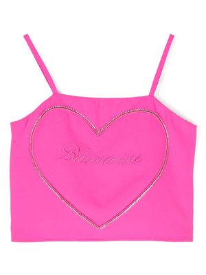 Miss Blumarine heart-motif crepe tank top - Pink