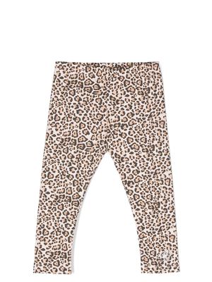 Miss Blumarine leopard-print crystal-logo trousers - Brown