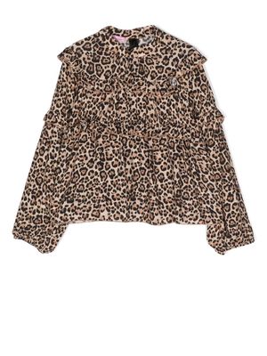 Miss Blumarine leopard print ruffled blouse - Brown