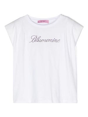 Miss Blumarine logo-embellished cap-sleeve T-shirt - White