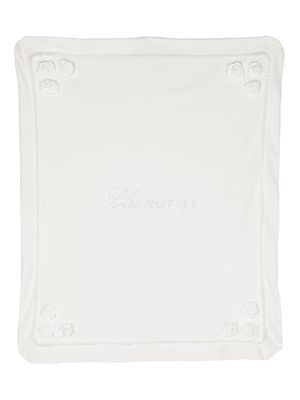 Miss Blumarine logo-embellished cotton blanket - White