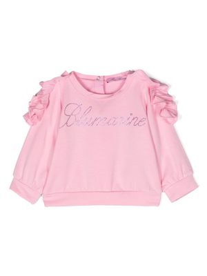 Miss Blumarine logo-embellished ruffled sweatshirt - Pink