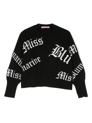 Miss Blumarine logo-embroidered knitted jumper - Black