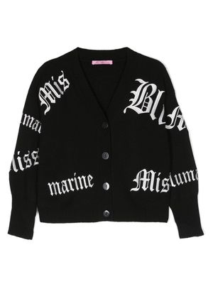 Miss Blumarine logo-embroidered V-neck cardigan - Black