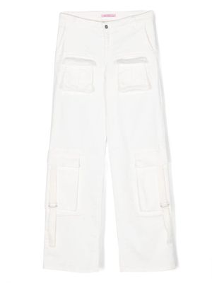 Miss Blumarine logo-patch straight-leg trousers - White