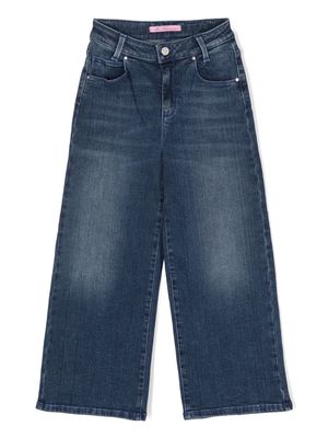Miss Blumarine logo-patch wide-leg jeans - Blue