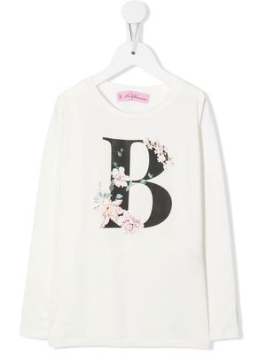 Miss Blumarine logo-print long-sleeve T-shirt - White