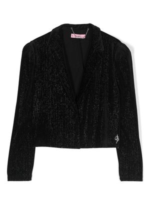 Miss Blumarine lurex-threading cropped blazer - Black