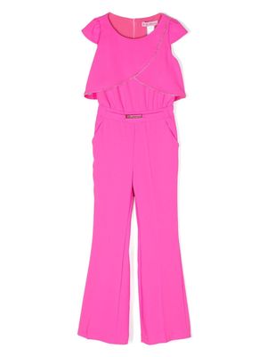 Miss Blumarine rhinestone-trim cady jumpsuit - Pink