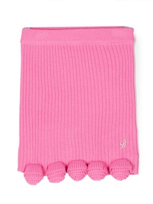 Miss Blumarine ribbed-knit floral-appliqué miniskirt - Pink