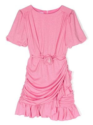 Miss Blumarine ruched-detailing lurex dress - Pink