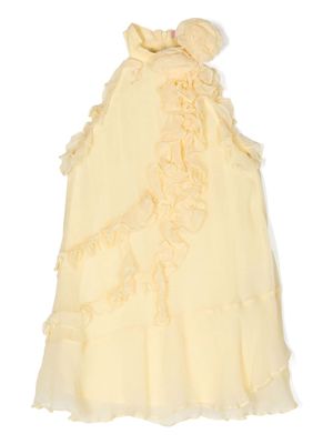 Miss Blumarine ruffled chiffon dress - Yellow