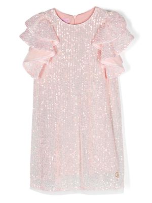 Miss Blumarine ruffled-trim sequin dress - Pink