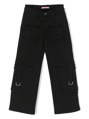 Miss Blumarine straight-leg cotton cargo trousers - Black