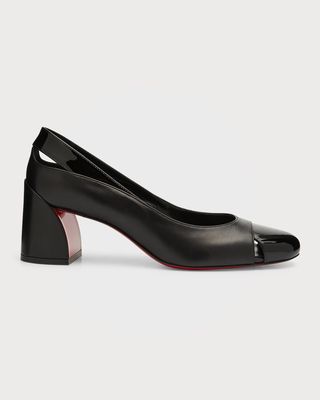 Miss Duvette Mixed Leather Red Sole Pumps