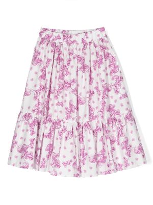 Miss Grant Kids baroque-print midi skirt - White