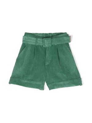 Miss Grant Kids belted corduroy A-line shorts - Green