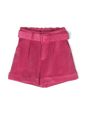 Miss Grant Kids belted-waist corduroy shorts - Pink