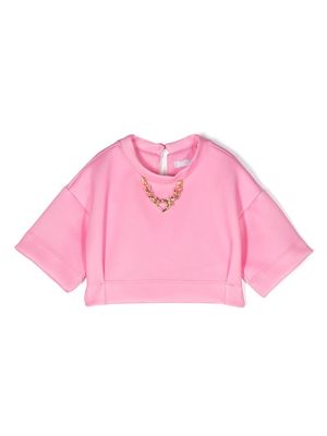 Miss Grant Kids chain-link short-sleeve sweatshirt - Pink
