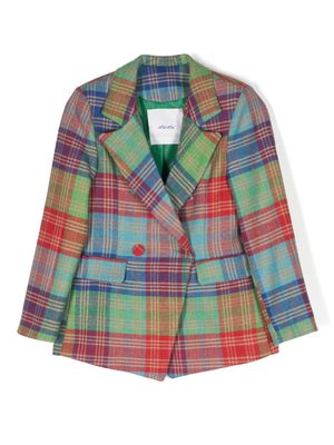 Miss Grant Kids check-pattern double-breasted blazer - Green
